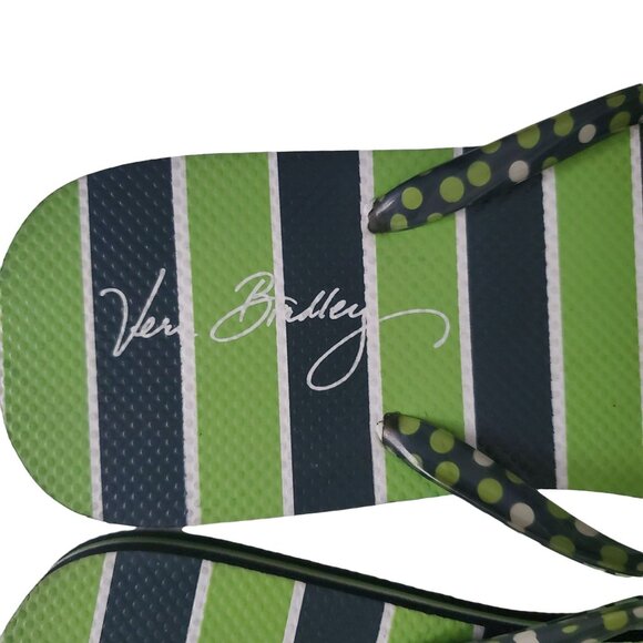 Vera Bradley Women's Blue Green White Luck Stripe Flip Flops Size 10 NWOT - Picture 6 of 12